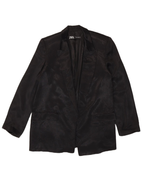 Zara Γυναικείο Open Blazer Jacket UK 14 Medium Black Viscose