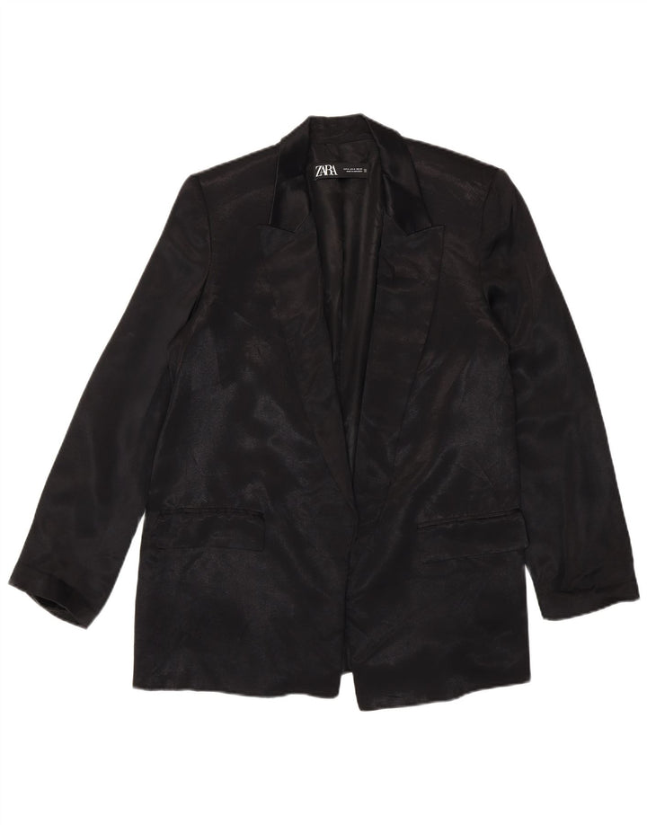 Zara Γυναικείο Open Blazer Jacket UK 14 Medium Black Viscose