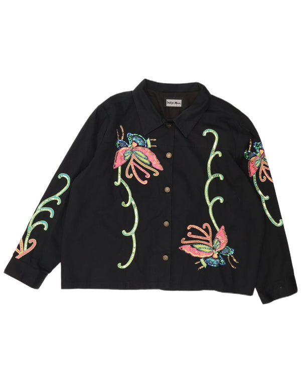 INDIGO MOON Γυναικείο υπερμεγέθη μπουφάν UK 22 3XL Black Butterfly