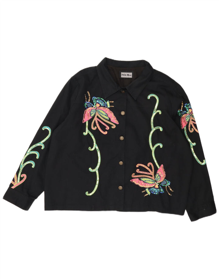 INDIGO MOON Γυναικείο υπερμεγέθη μπουφάν UK 22 3XL Black Butterfly