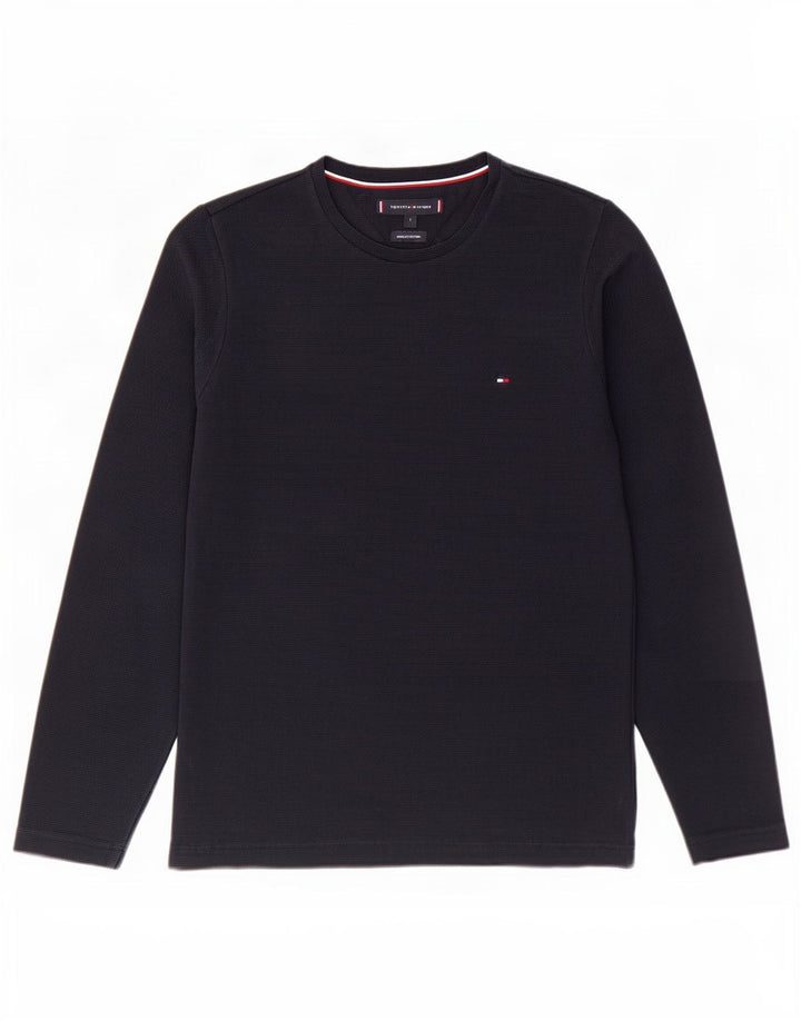 Tommy Hilfiger ανδρικό μπλουζάκι μακρυμάνικο μικρό, μπλε βαμβακερό