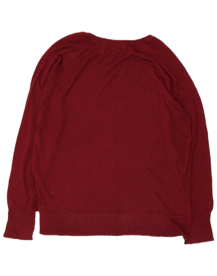 Zara Γυναικείο πουλόβερ με λαιμόκοψη UK 14 Medium Maroon