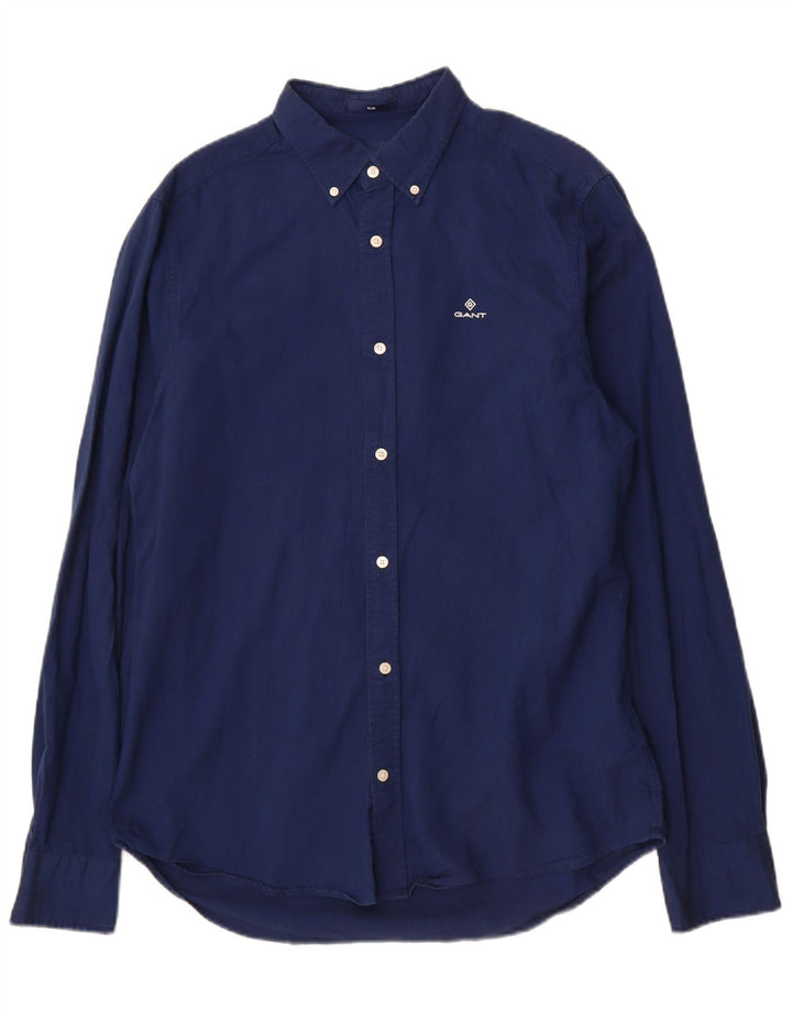 Ανδρικό πουκάμισο Gant Slim Size 41/42 16 1/2 Large Navy Blue Cotton