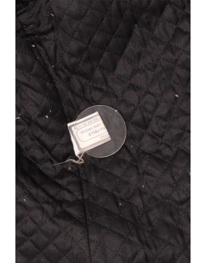 Vintage Γυναικείο Δερμάτινο Παλτό UK 12 Medium Black Leather