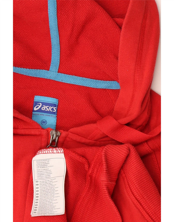 Ανδρικό πουλόβερ με κουκούλα με φερμουάρ Asics, μεσαίο κόκκινο βαμβακερό