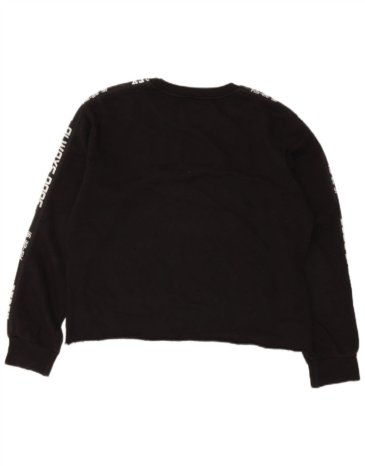 Γυναικείο γραφικό φούτερ PYREX Crop Jumper UK 16 μεγάλο μαύρο βαμβακερό