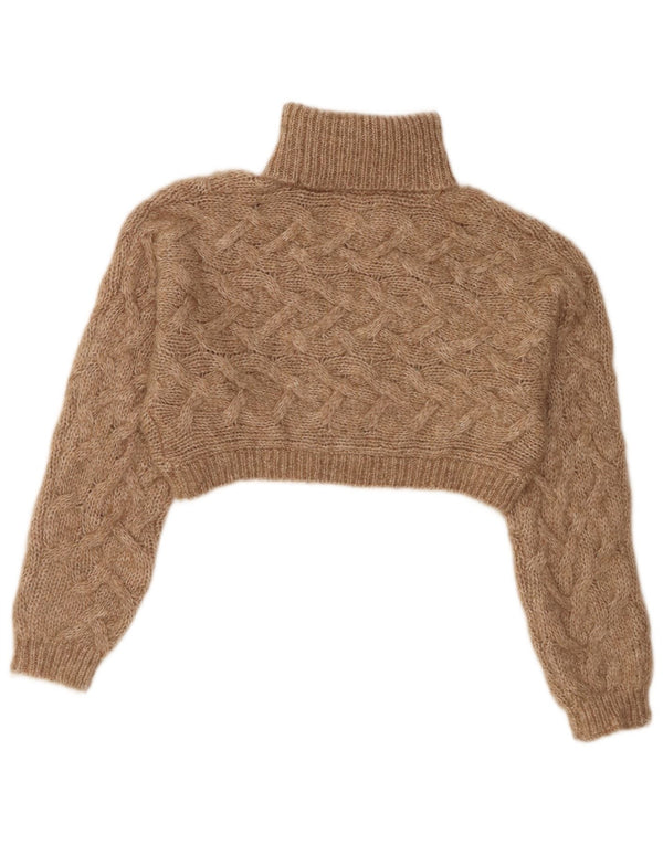 Zara Girls Crop Roll Neck Jumper πουλόβερ 11-12 ετών Καφέ Πολυεστέρας