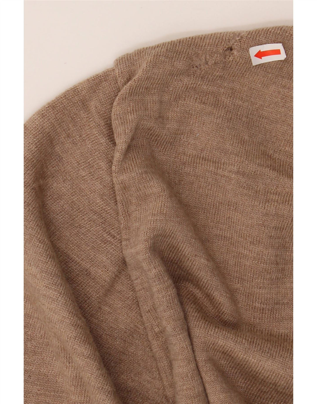 VINTAGE Mens V-Neck Jumper Sweater Small Beige Wool Vintage Vintage and Second-Hand Vintage from Messina Hembry 