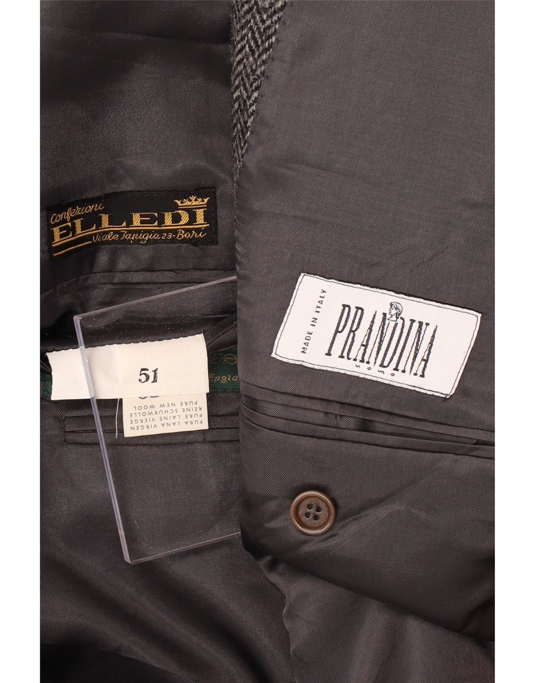 PRANDINA Ανδρικό σακάκι με 3 κουμπιά σακάκι IT 51 μεγάλο γκρι ψαροκόκαλο