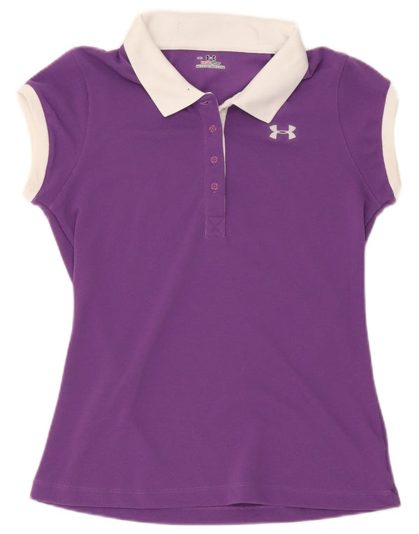 Under Armour Γυναικείο Heat Gear Polo πουκάμισο UK 12 Medium Purple Colourblock
