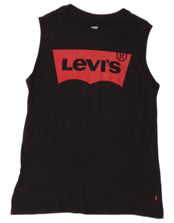 Γυναικείο γραφικό γιλέκο Levi's Top UK 10 Small μαύρο βαμβακερό