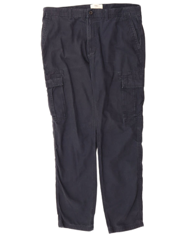 Marks & Spencer Ανδρικό κωνικό παντελόνι Cargo W36 L33 Navy Blue Cotton
