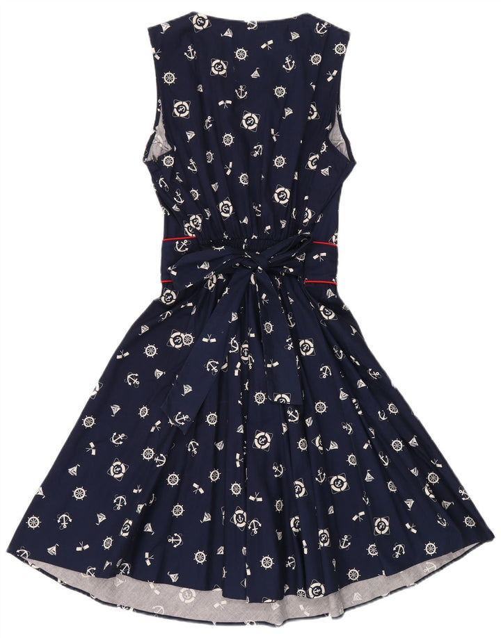 Τρόλι γυναικείο φόρεμα με μοτίβο A-Line UK 14 Large Navy Blue