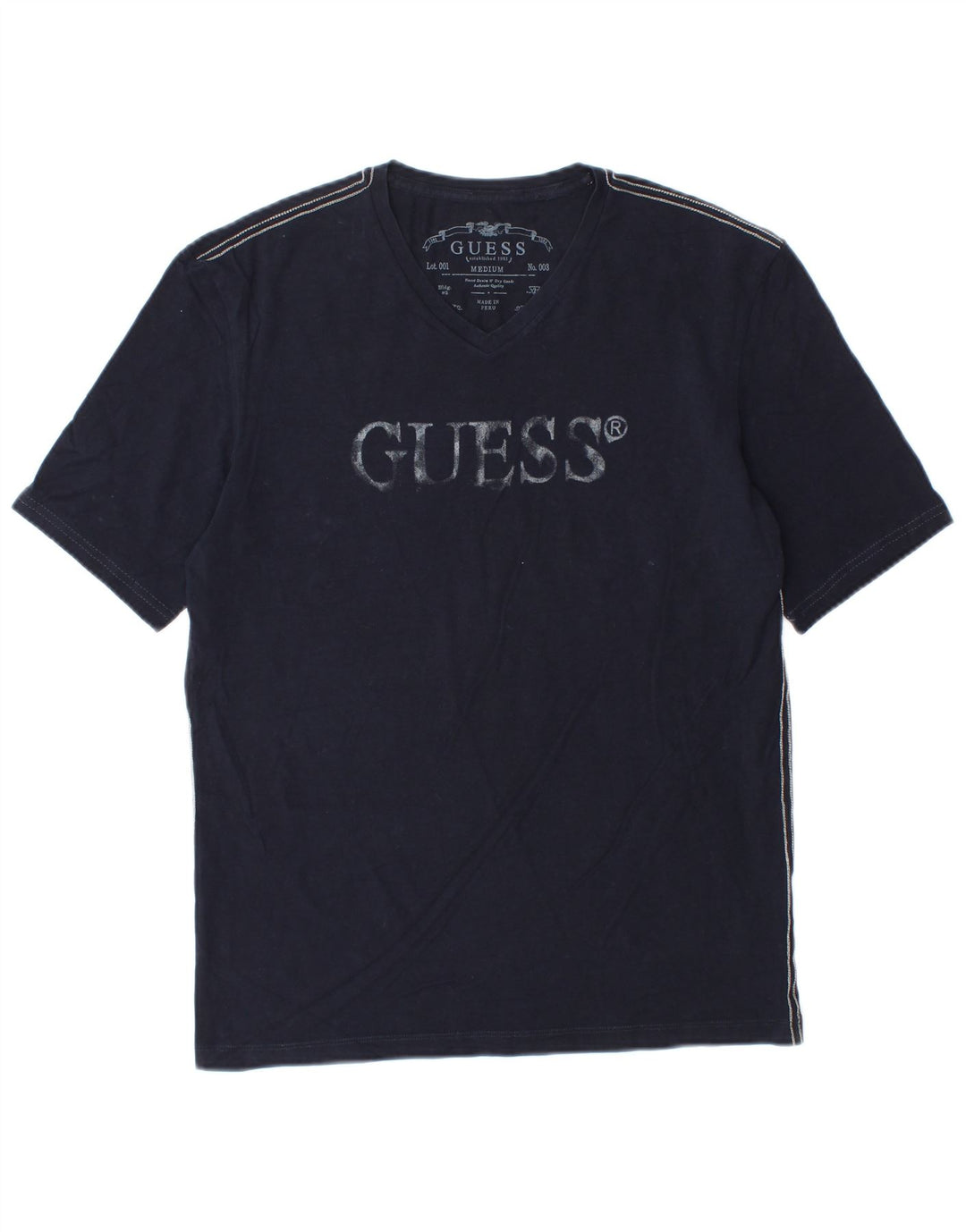 Ανδρικό γραφικό μπλουζάκι Guess Top από μεσαίο ναυτικό μπλε βαμβακερό