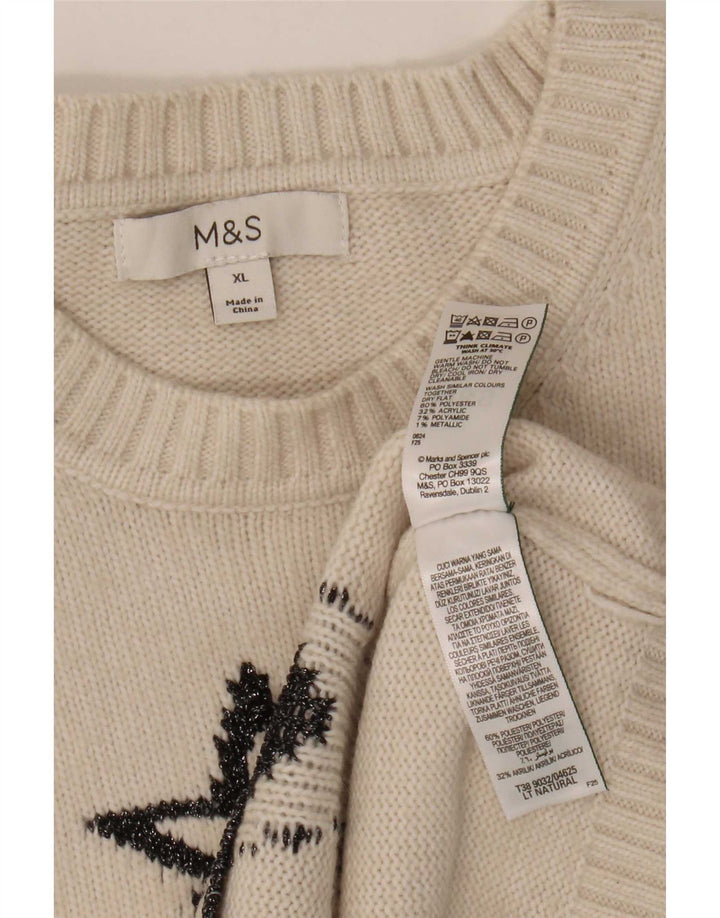 Marks & Spencer Γυναικείο πουλόβερ Abstract Pattern Crew Neck Jumper UK 18 XL B