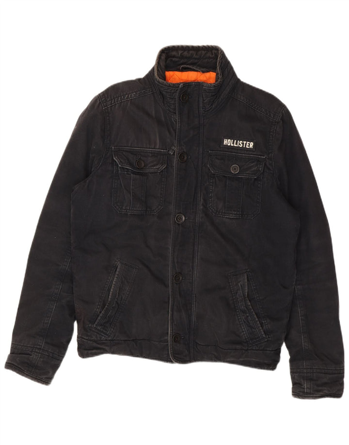 Hollister Mens Utility Jacket UK 40 μεγάλο μαύρο βαμβακερό