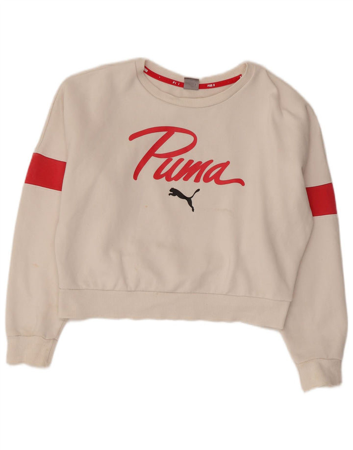 Γυναικεία φούτερ PUMA Crop Jumper UK 10 Small White Colourblock