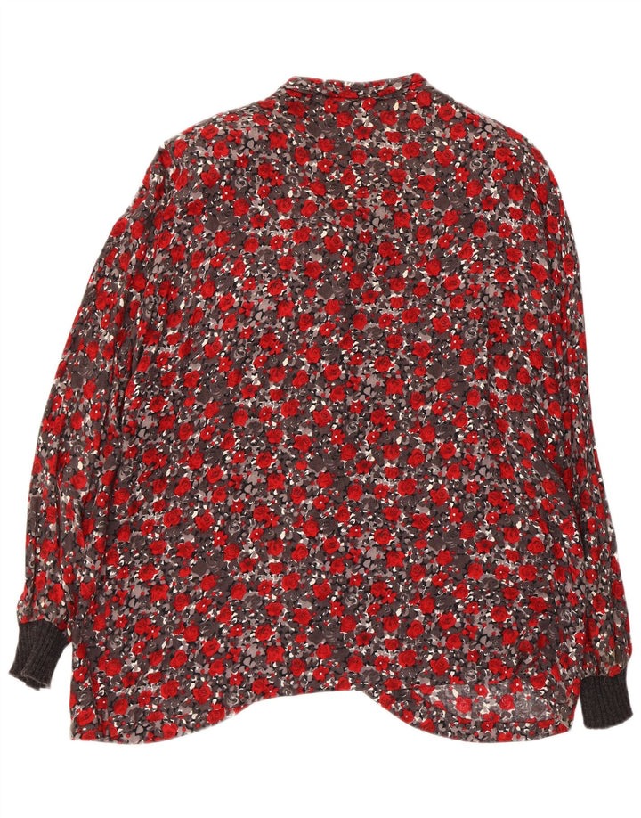 Premode Γυναικείο πουκάμισο με γραβάτα μπλούζα UK 18 XL Red Floral