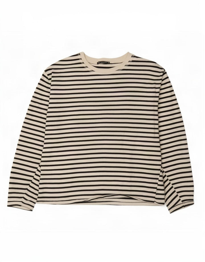 Zara γυναικείο τοπ μακρυμάνικο UK 18 XL Λευκό ριγέ