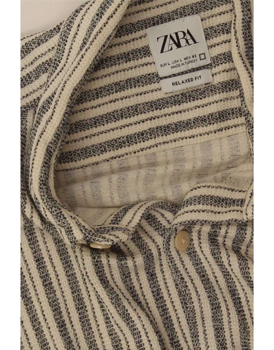 Ανδρικό κοντομάνικο Zara πουκάμισο Relaxed Fit μεγάλο γκρι ριγέ