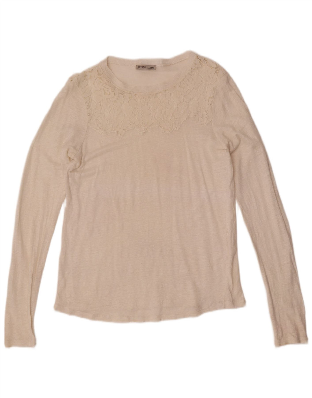 Zara Γυναικείο τοπ μακρυμάνικο UK 12 Medium Off White Floral