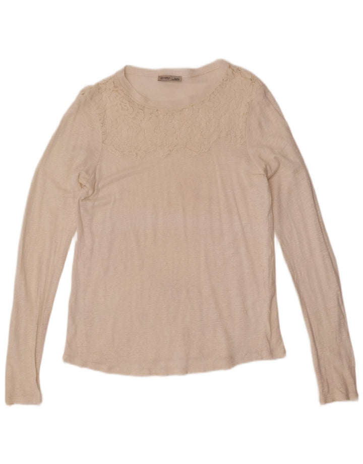 Zara Γυναικείο τοπ μακρυμάνικο UK 12 Medium Off White Floral