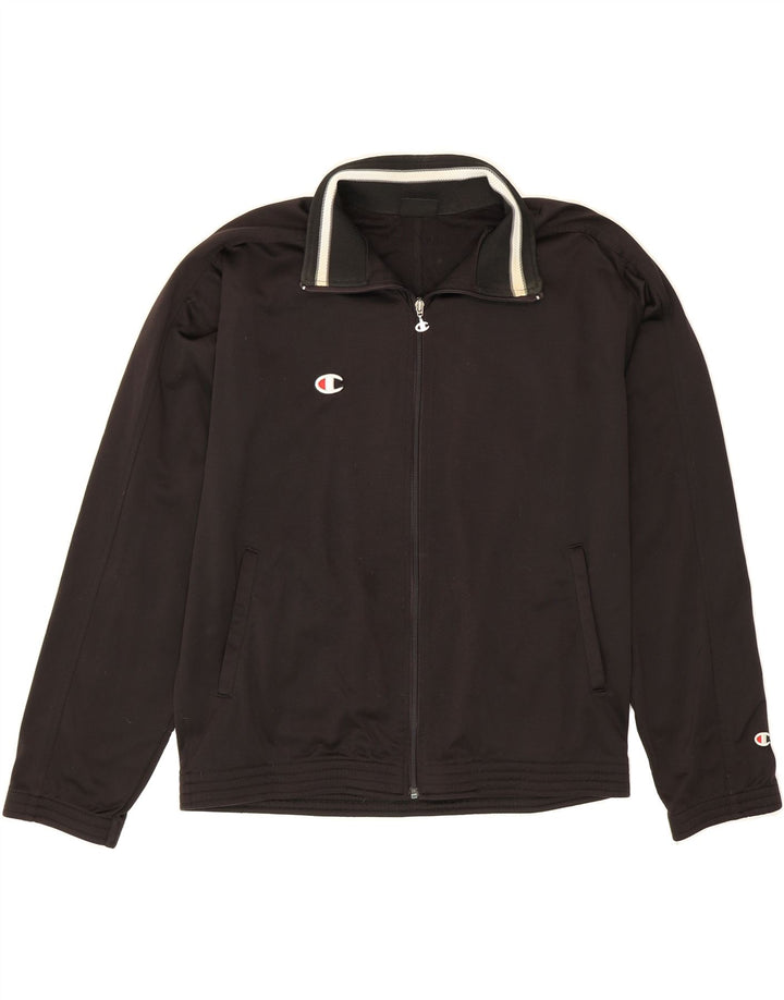 CHAMPION Mens Tracksuit Top Jacket Medium Black Polyester Vintage Champion and Second-Hand Champion from Messina Hembry 