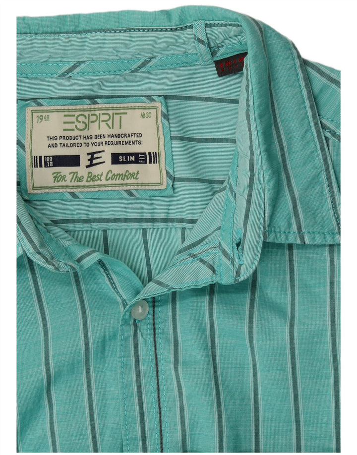 Ανδρικό πουκάμισο ESPRIT Slim Fit Medium Turquoise Pinstripe
