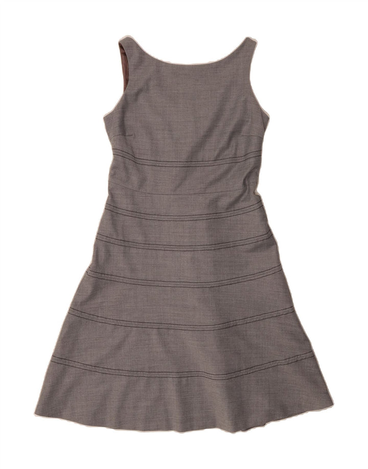COAST Womens Sleeveless A-Line Dress UK 12 Medium  Grey Striped Wool Vintage Coast and Second-Hand Coast from Messina Hembry 