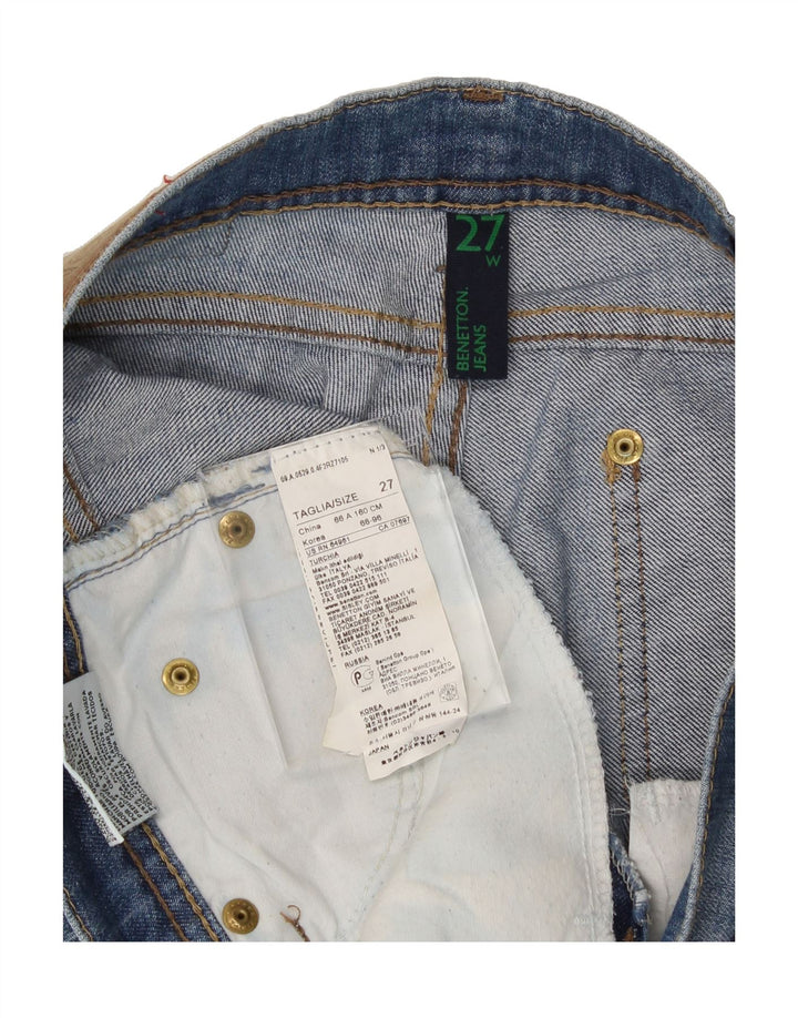 BENETTON Womens Distressed Slim Jeans W27 L33 Blue Cotton Vintage Benetton and Second-Hand Benetton from Messina Hembry 