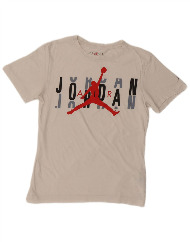 JORDAN Boys Graphic T-shirt Top 12-13 ετών μεγάλο λευκό βαμβακερό