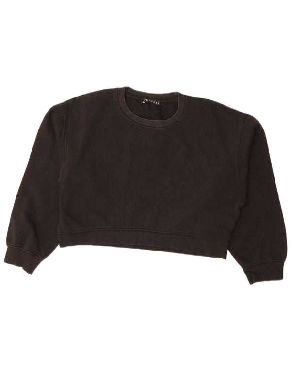 Zara Γυναικεία φούτερ μεγάλης κλίμακας Crop Jumper UK 14 Large Μαύρο