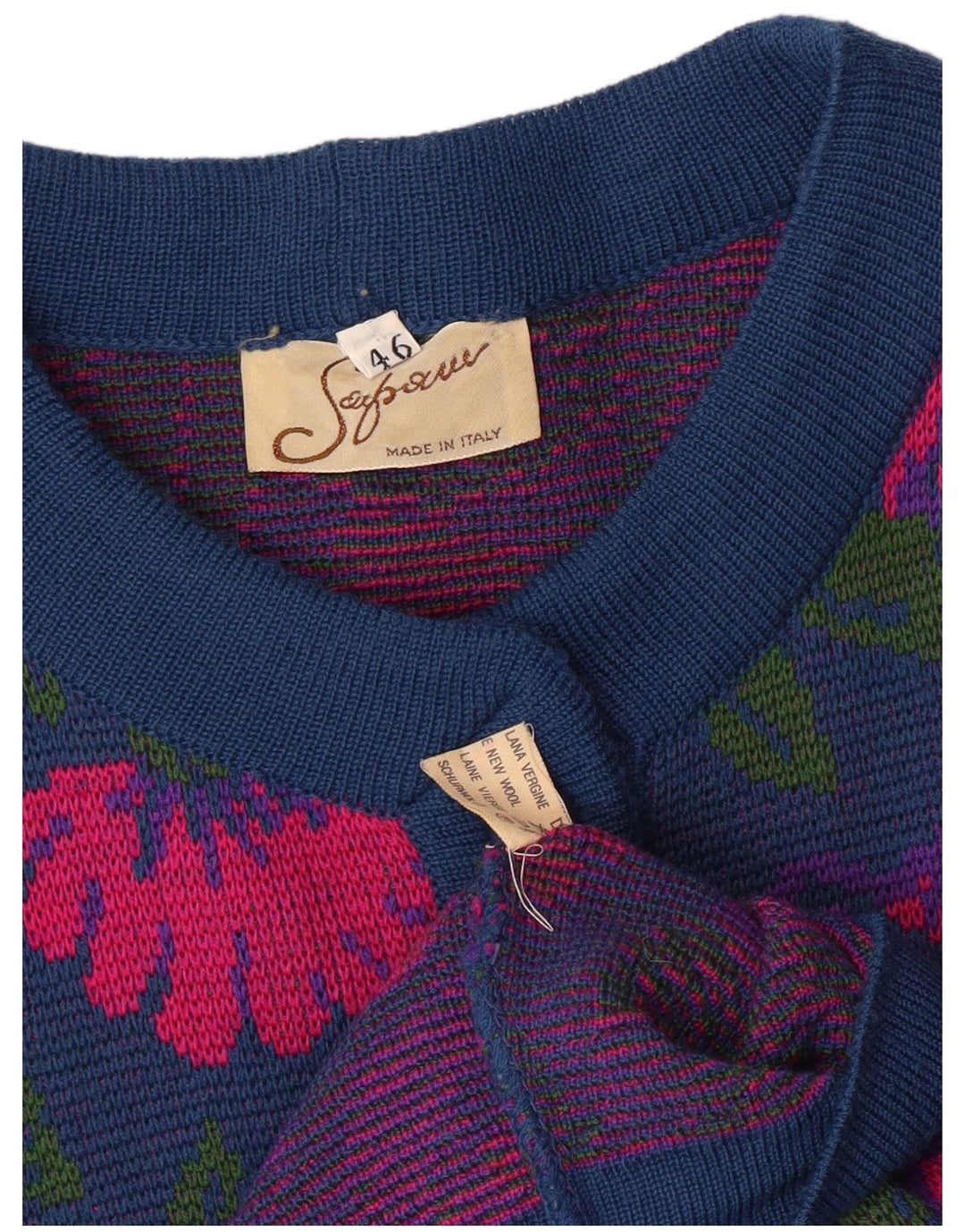 VINTAGE Γυναικείο Σετ 3 τεμαχίων IT 46 Μεγάλο W26 Μπλε Navy Floral Παρθένο μαλλί