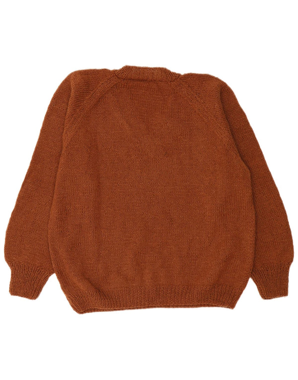 Vintage γυναικείο πουλόβερ με V λαιμόκοψη UK 18 XL καφέ