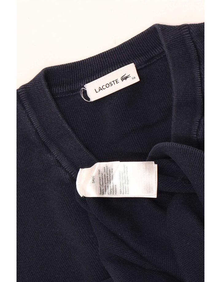 Γυναικείο πουλόβερ Lacoste Crop με λαιμόκοψη με λαιμόκοψη, μέγεθος 38, μεσαίο μπλε βαμβακερό