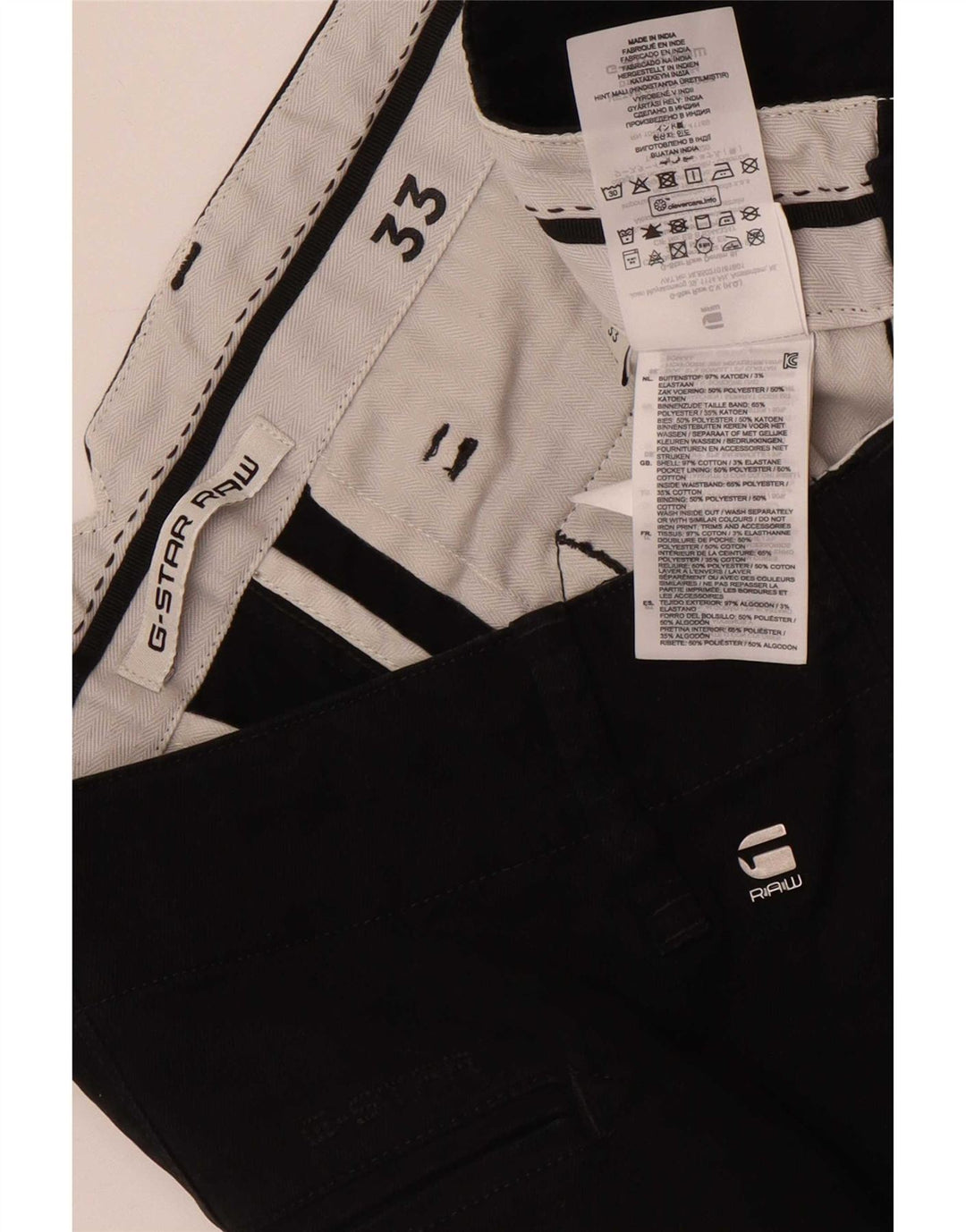 Ανδρικό σορτς Chino G-Star W33 μεσαίο μαύρο βαμβακερό