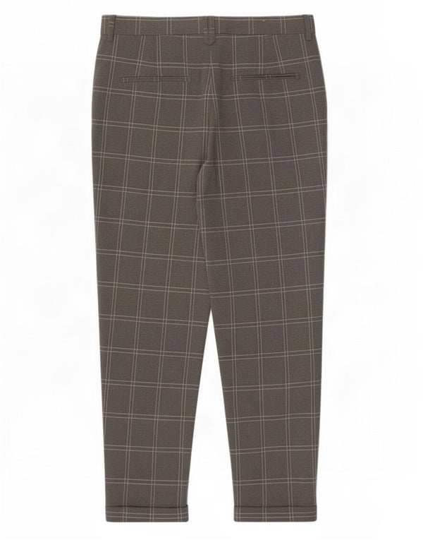 Zara Ανδρικό Slim Cropped Παντελόνι EU 38 Small W30 L25 Grey Check Polyester