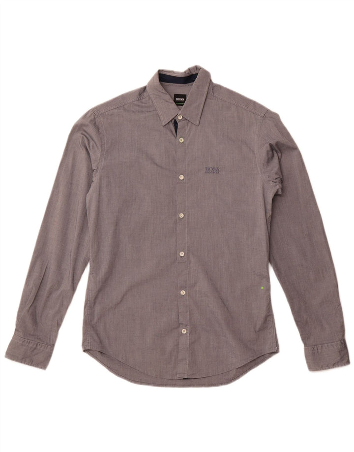 Ανδρικό πουκάμισο Hugo Boss με κανονική εφαρμογή, μικρό γκρι βαμβακερό