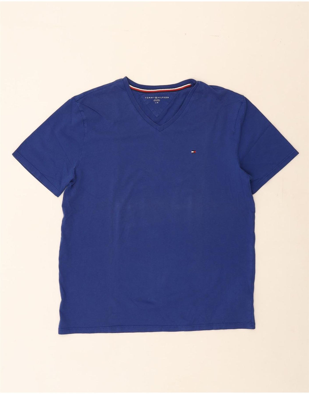 TOMMY HILFIGER Mens T-Shirt Top Large Blue Cotton Vintage Tommy Hilfiger and Second-Hand Tommy Hilfiger from Messina Hembry 