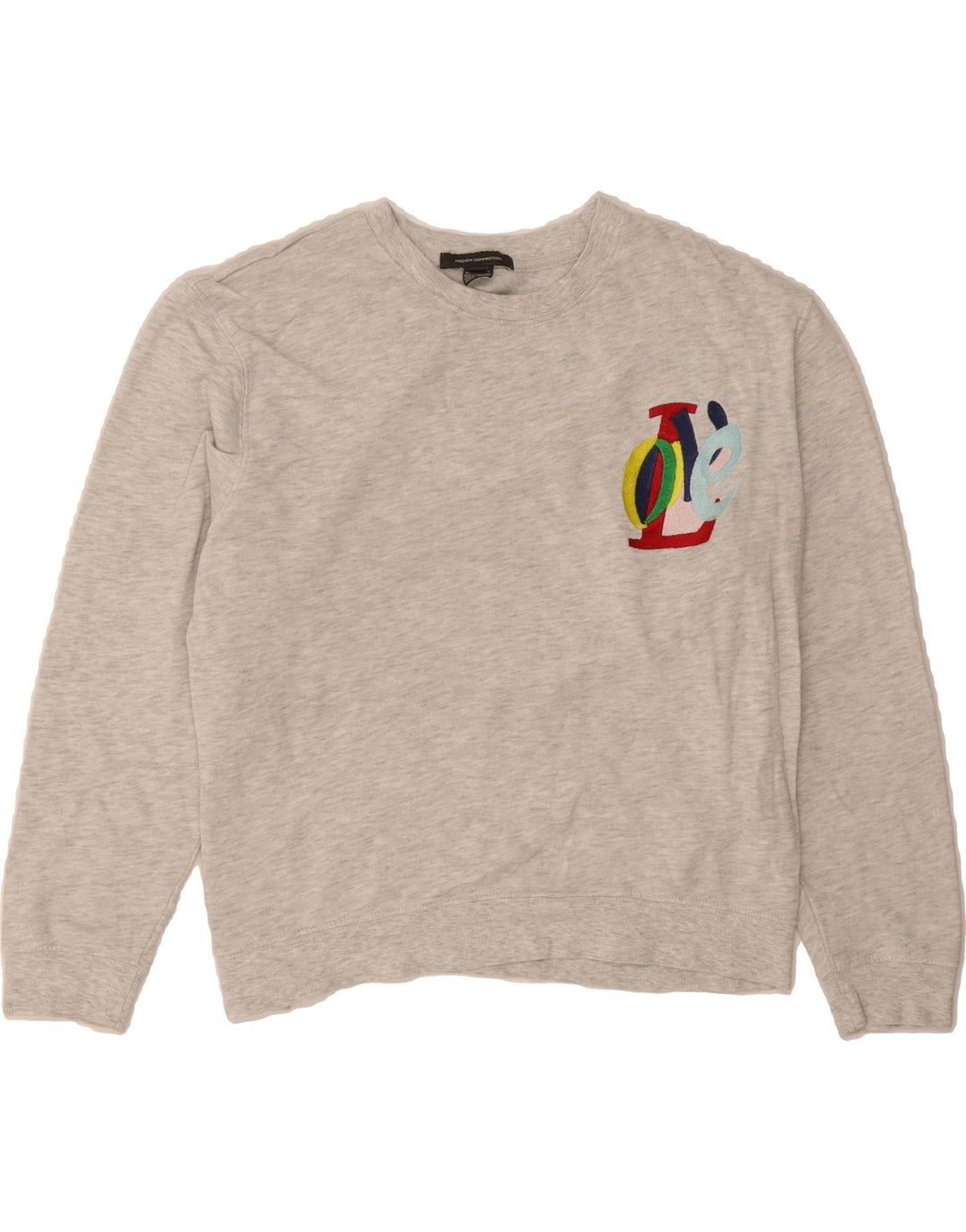 FRENCH CONNECTION Womens Graphic Sweatshirt Jumper UK 16 Large Grey Cotton Vintage French Connection and Second-Hand French Connection from Messina Hembry 
