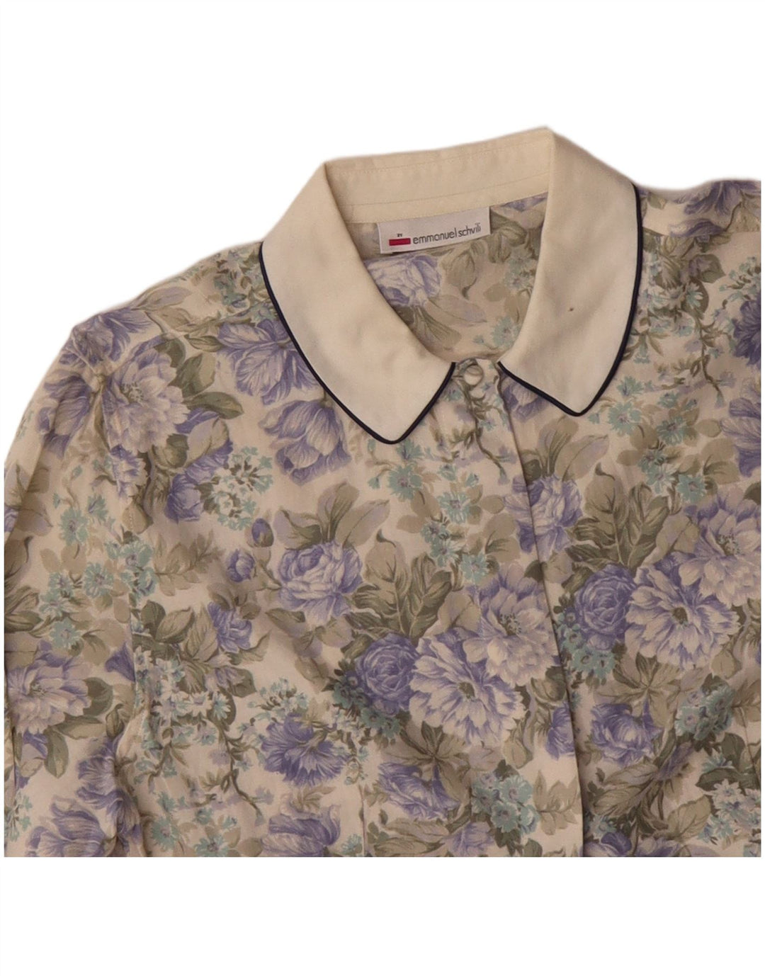 EMMANUEL SCHVILI Γυναικείο πουκάμισο μπλούζα UK 16 Μεγάλο μπεζ φλοράλ
