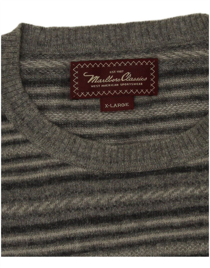 Ανδρικό πουλόβερ Marlboro Classics Crew Neck Jumper XL Γκρι ριγέ