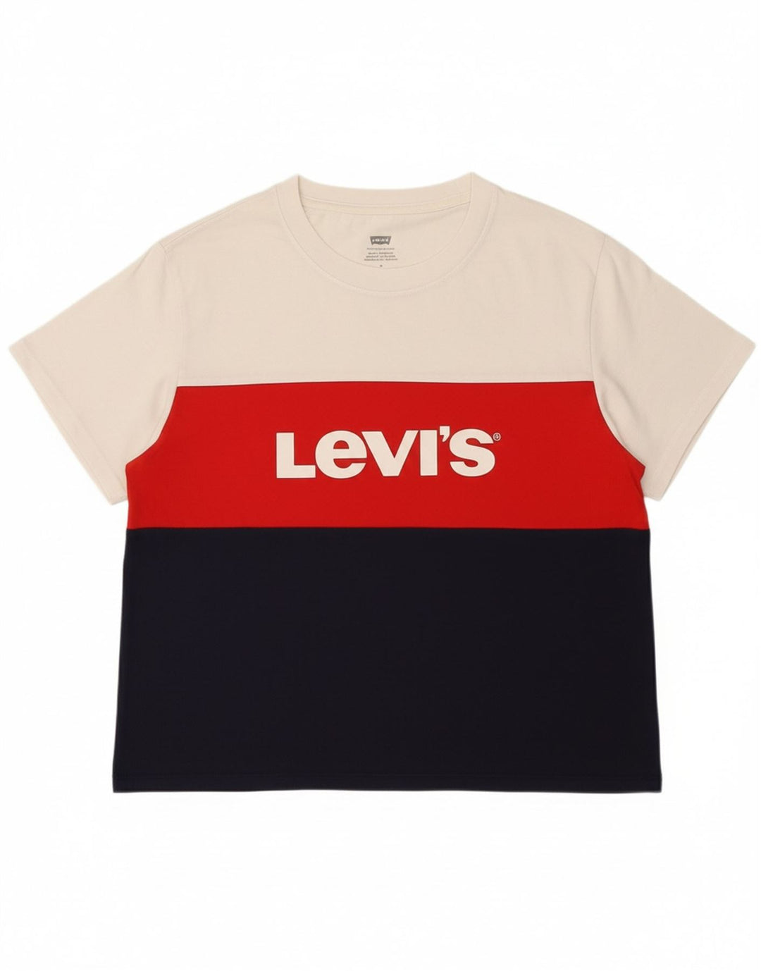 LEVI'S Womens Graphic T-Shirt Top UK 14 Medium Multicoloured Colourblock Vintage Levi's and Second-Hand Levi's from Messina Hembry 