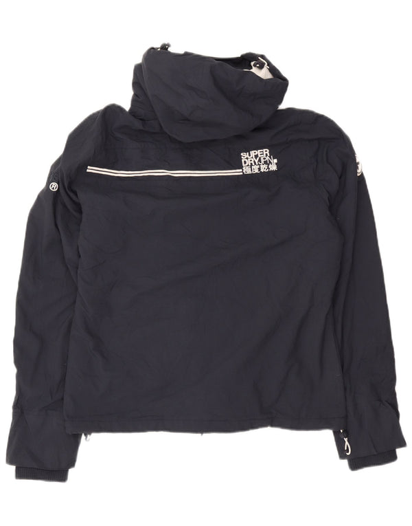Superdry γυναικείο μπουφάν με κουκούλα αντιανεμικό UK 16 Large Navy Blue