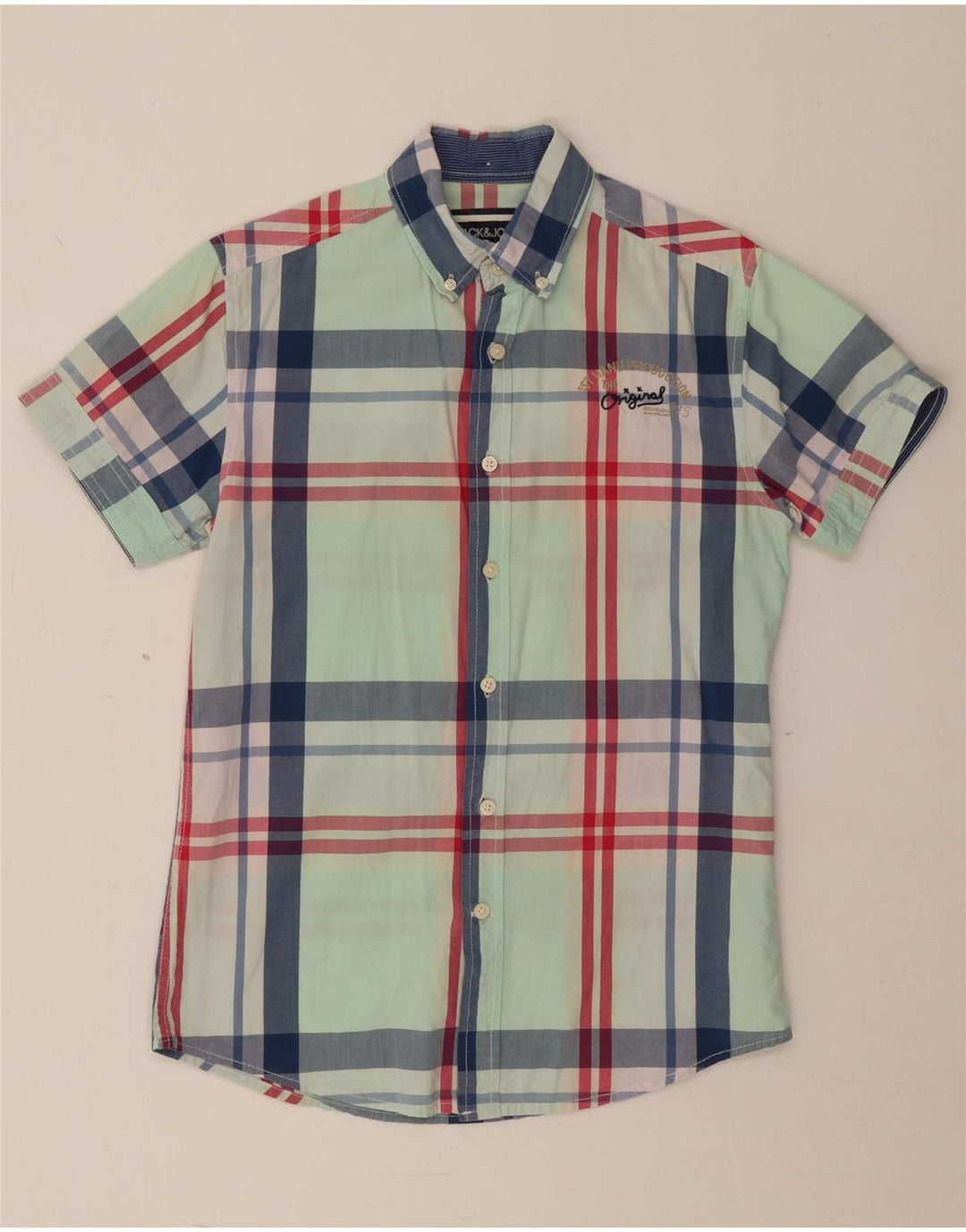Jack & Jones Ανδρικό κοντομάνικο πουκάμισο μικρό πράσινο καρό