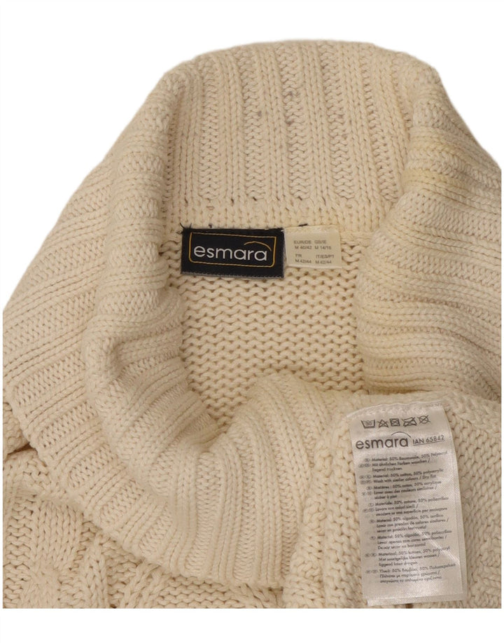 ESMARA Γυναικείο πουλόβερ με ρολό λαιμόκοψη UK 14 Βαμβακερό μεσαίο ανοιχτό λευκό