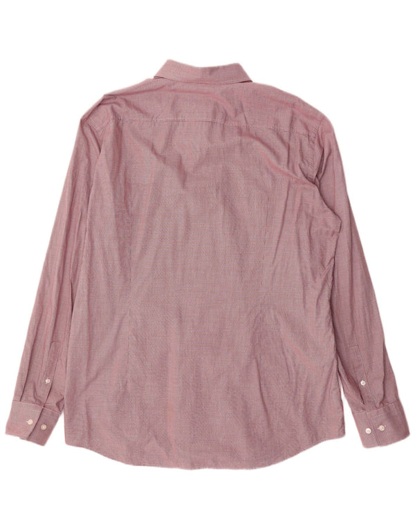 Ανδρικό πουκάμισο Hugo Boss Slim Fit Μέγεθος 43 17 XL Κόκκινο βαμβακερό Houndstooth