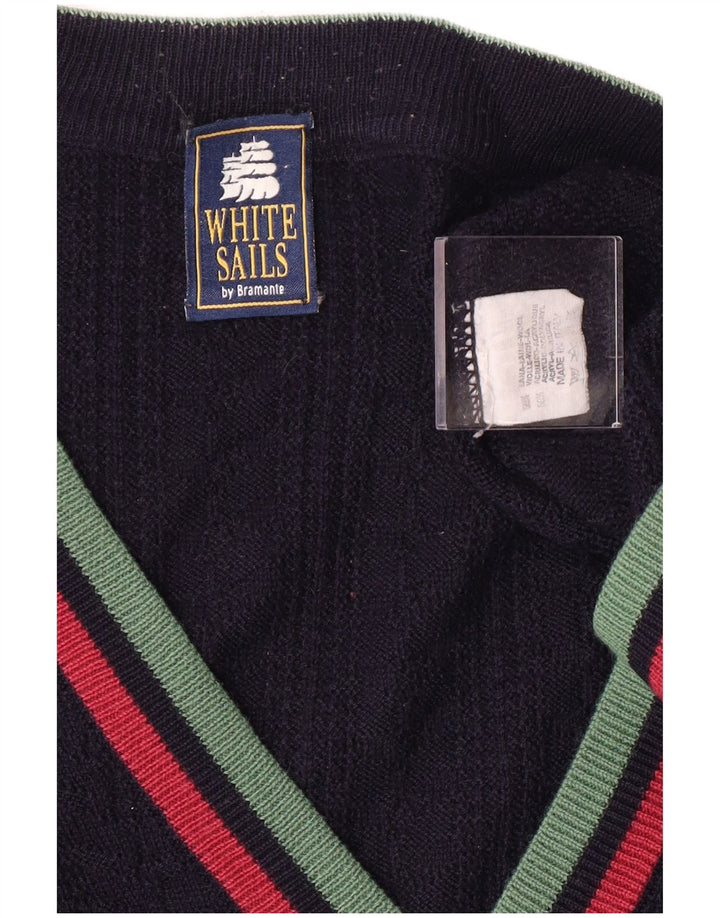 Ανδρικό πουλόβερ με ζακέτα White Stuff Medium Navy Blue ριγέ μαλλί Classic