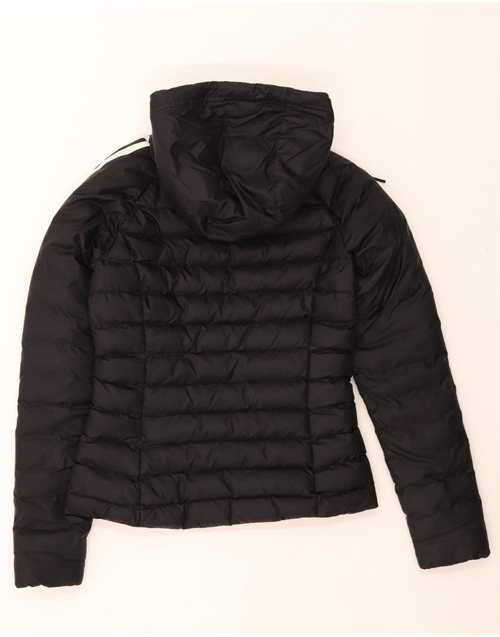 ADIDAS Womens Hooded Padded Jacket UK 8 Small Black Nylon