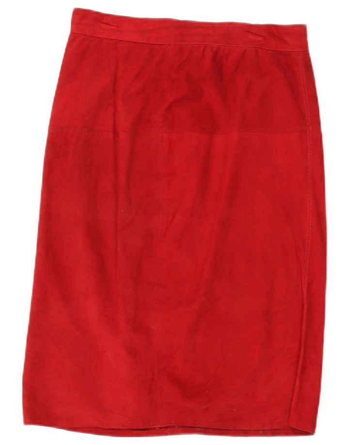 VINTAGE Γυναικείο Σετ φούστα 2 τεμαχίων UK 14 Medium W30 Κόκκινο δέρμα